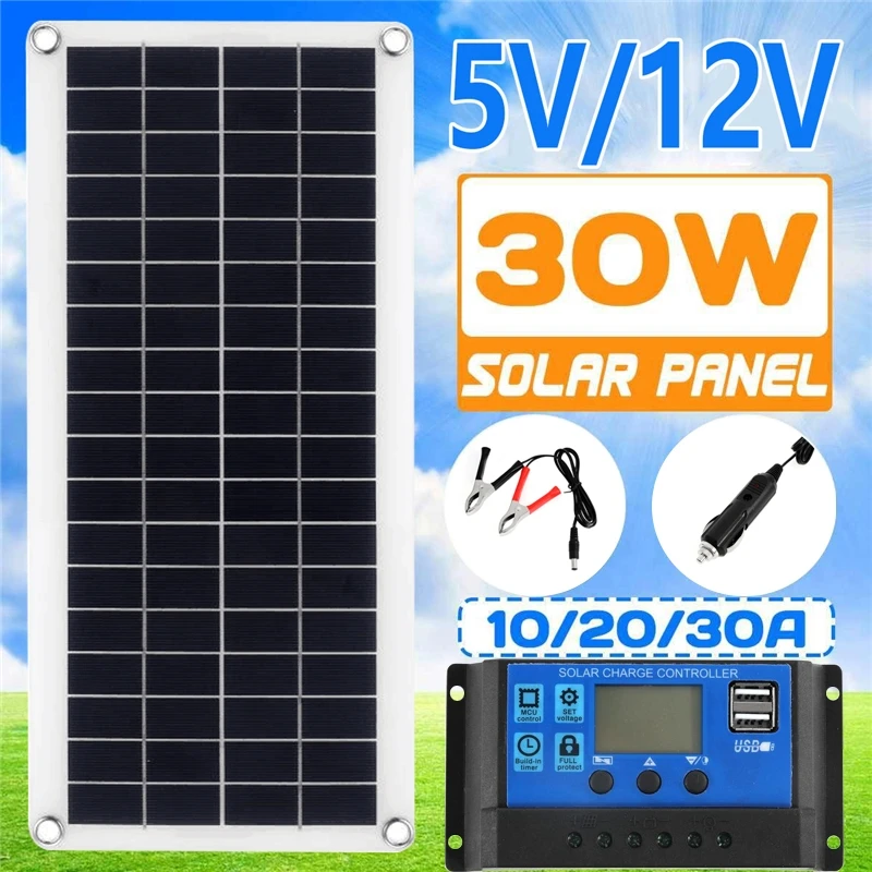 Solar Charger Panel Foldable - Kit Panel surya, Kit 30W 12V